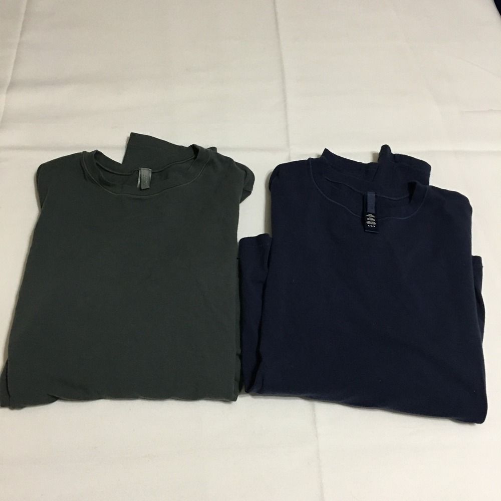Lot of 2 SKIMS Long Sleeve T-Shirt Womens Medium Navy Grey Cotton Ribbed